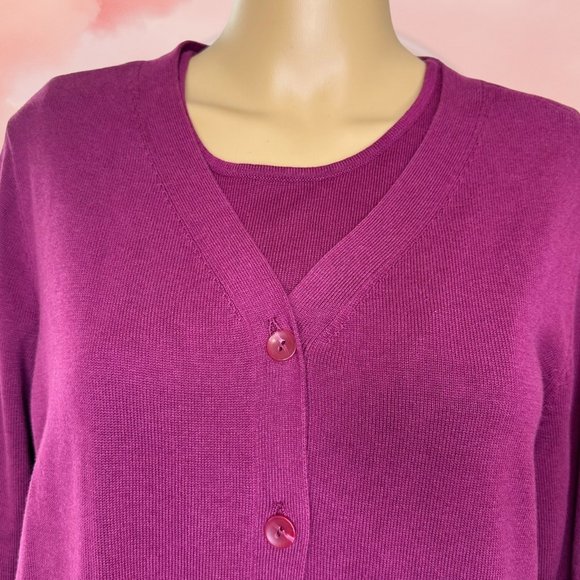 Joan’s Rivers Womens Set Sweater-Vest Large Stretch Burgundy Cotton Fabric - Picture 4 of 14